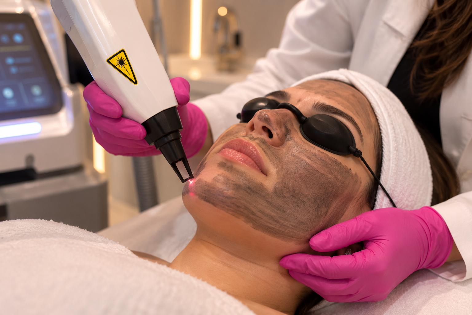 Procedimento facial com laser